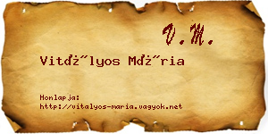 Vitályos Mária névjegykártya